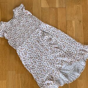 Floral White and Brown Girls Dress. Size 5T